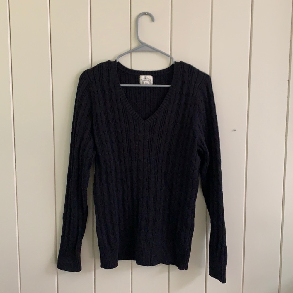 Black long sleeved knit sweater